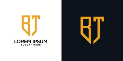 Monogram logo design initial letter b combined with shield element and creative concept vector