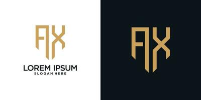 Monogram logo design initial letter a combined with shield element and creative concept vector
