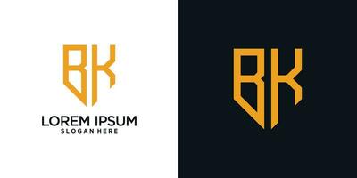 Monogram logo design initial letter b combined with shield element and creative concept vector