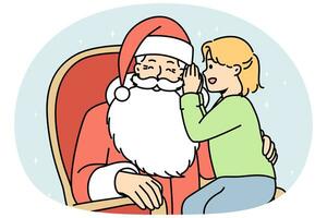 Child whispering in Santa Claus ear photo