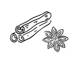 Cinnamon stick. Vector illustration in doodle style