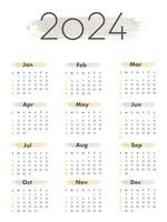 Monthly calendar for 2024. calendar. The week starts on Sunday. vector