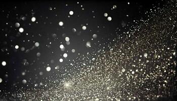 AI Generated, background of abstract glitter lights. silver, black and white. photo