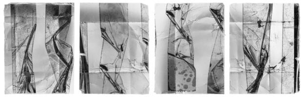 Set of white Empty Aged Damaged Paper Cardboard Photo Card. Rough Grunge poster background, Scratched Torn Ripped Texture. Distressed Overlay Surface for blending. crumpled damaged wrinkle creased.