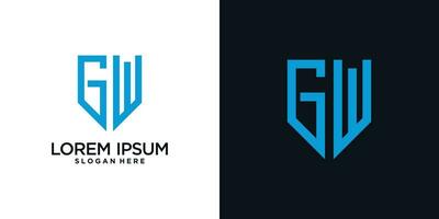 Monogram logo design initial letter g combined with shield element and creative concept vector
