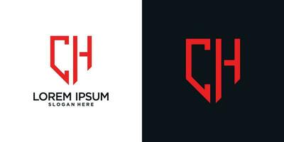 Monogram logo design initial letter c combined with shield element and creative concept vector