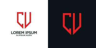 Monogram logo design initial letter c combined with shield element and creative concept vector