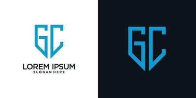 Monogram logo design initial letter g combined with shield element and creative concept vector