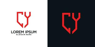 Monogram logo design initial letter c combined with shield element and creative concept vector