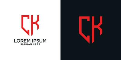 Monogram logo design initial letter c combined with shield element and creative concept vector