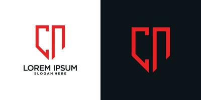 Monogram logo design initial letter c combined with shield element and creative concept vector