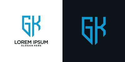 Monogram logo design initial letter g combined with shield element and creative concept vector