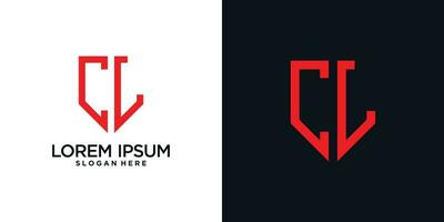 Monogram logo design initial letter c combined with shield element and creative concept vector