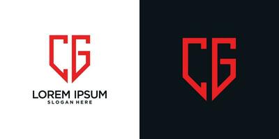 Monogram logo design initial letter c combined with shield element and creative concept vector