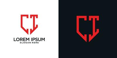 Monogram logo design initial letter c combined with shield element and creative concept vector