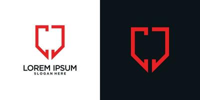 Monogram logo design initial letter c combined with shield element and creative concept vector