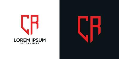 Monogram logo design initial letter c combined with shield element and creative concept vector