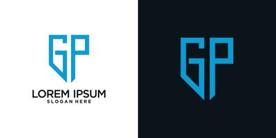 Monogram logo design initial letter g combined with shield element and creative concept vector