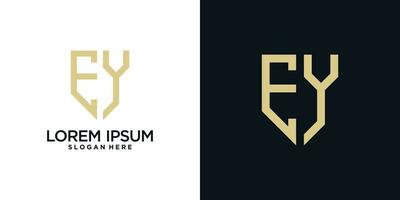 Monogram logo design initial letter e combined with shield element and creative concept vector
