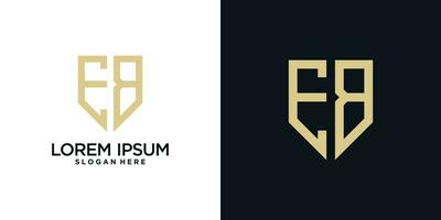 Monogram logo design initial letter e combined with shield element and creative concept vector