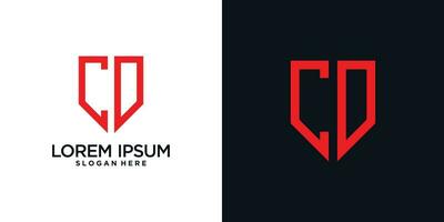 Monogram logo design initial letter c combined with shield element and creative concept vector