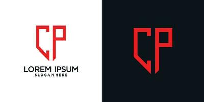 Monogram logo design initial letter c combined with shield element and creative concept vector