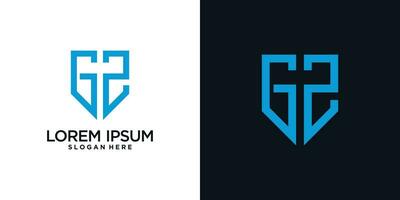 Monogram logo design initial letter g combined with shield element and creative concept vector