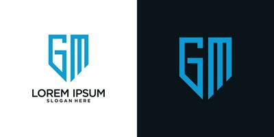 Monogram logo design initial letter g combined with shield element and creative concept vector