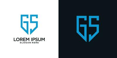 Monogram logo design initial letter g combined with shield element and creative concept vector