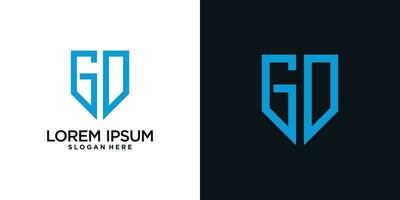 Monogram logo design initial letter g combined with shield element and creative concept vector
