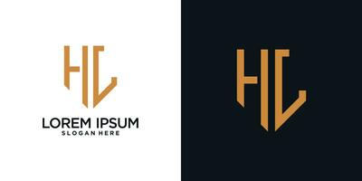 Monogram logo design initial letter h combined with shield element and creative concept vector