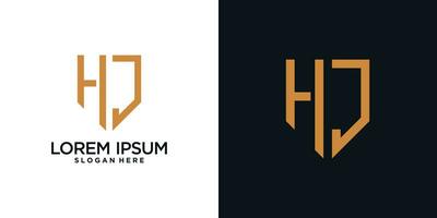 Monogram logo design initial letter h combined with shield element and creative concept vector