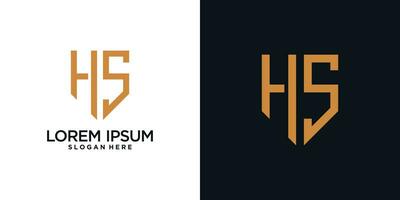 Monogram logo design initial letter h combined with shield element and creative concept vector