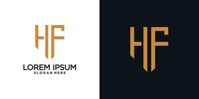 Monogram logo design initial letter h combined with shield element and creative concept vector