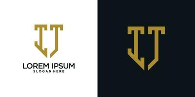 Monogram logo design initial letter i combined with shield element and creative concept vector