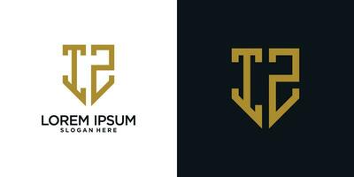 Monogram logo design initial letter i combined with shield element and creative concept vector