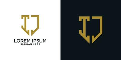 Monogram logo design initial letter i combined with shield element and creative concept vector