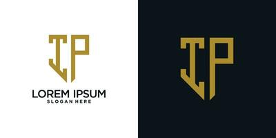 Monogram logo design initial letter i combined with shield element and creative concept vector