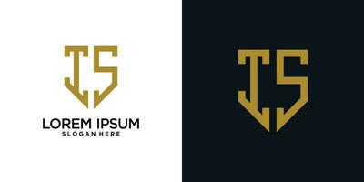 Monogram logo design initial letter i combined with shield element and creative concept vector