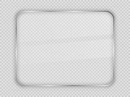 Glass plate in rounded rectangular frame isolated on background. Vector illustration.
