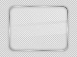 Glass plate in rounded rectangular frame isolated on background. Vector illustration.