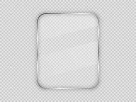 Glass plate in rounded vertical frame isolated on background. Vector illustration.