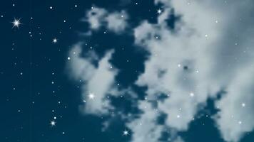 Night sky with clouds and many stars. Abstract nature background with stardust in deep universe. Vector illustration.