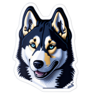 Siberian Husky Cartoon Sticker Illustration PNG Image Ai Generative