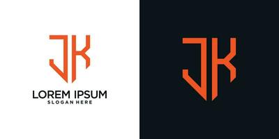 Monogram logo design initial letter j combined with shield element and creative concept vector