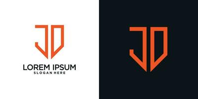 Monogram logo design initial letter j combined with shield element and creative concept vector