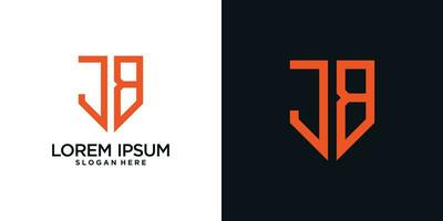 Monogram logo design initial letter j combined with shield element and creative concept vector