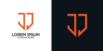 Monogram logo design initial letter j combined with shield element and creative concept vector