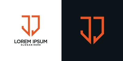 Monogram logo design initial letter j combined with shield element and creative concept vector