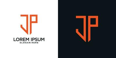 Monogram logo design initial letter j combined with shield element and creative concept vector